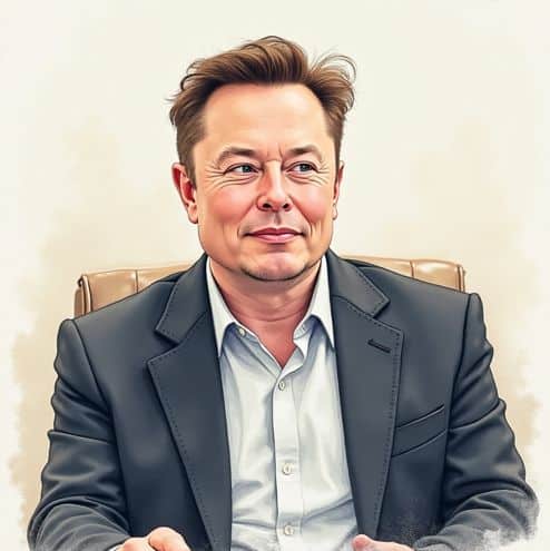 illustration of elon musk in the office 2