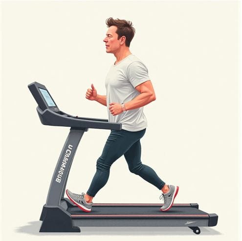 illustration of elon musk working out