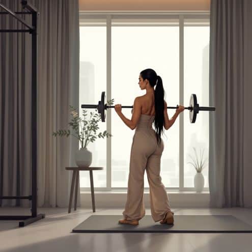 Kim Kardashian lifting weights illustration