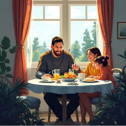 lionel messi breakfast illustration