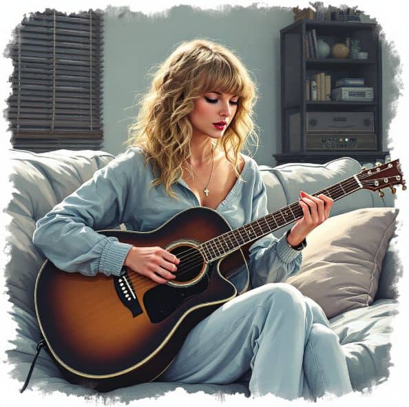 taylor swift playing guitar at home