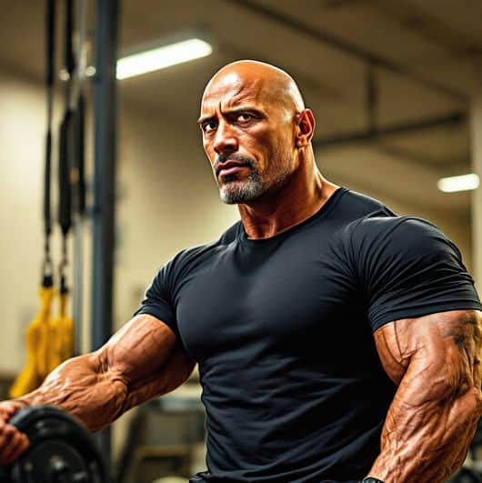 dwayne johnson gym training illustration